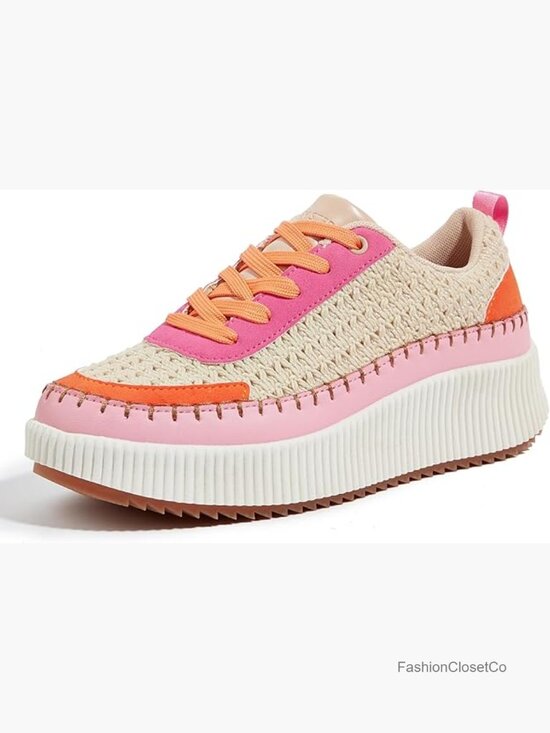 Shoes - Platform Sneakers Rhinestone Fashion Chunky Casual Retro Braided Walking Shoes